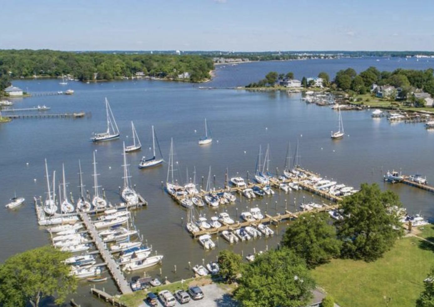 Aerial view of the Bay Ridge marina on Lake Ogleton