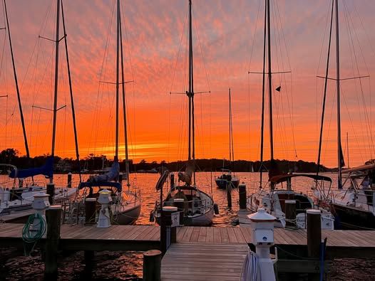 Sailboats at sunset in the Bay Ridge marina